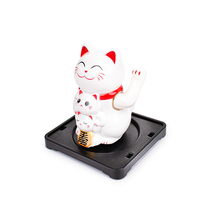 Rörlig Solcellsdriven Maneki Neko Katt - Familj