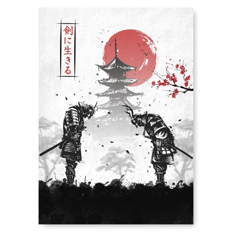 Samurai Duel Japansk Poster A3