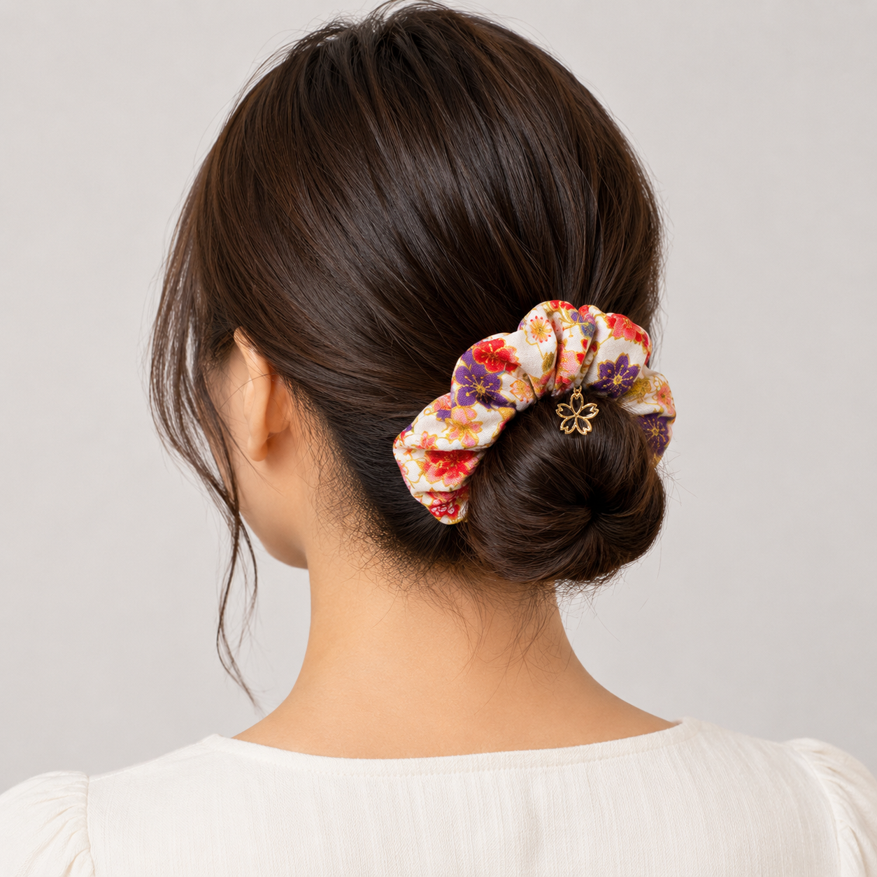 Scrunchie Japanskt Tyg Vit