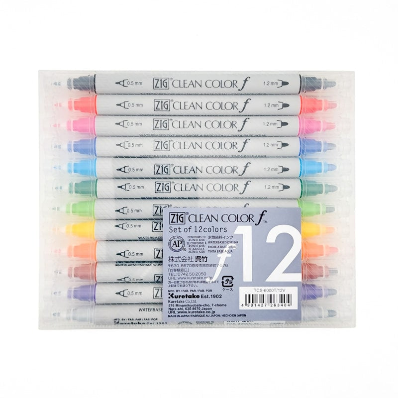 Set med 12 filtpennor med dubbel spets