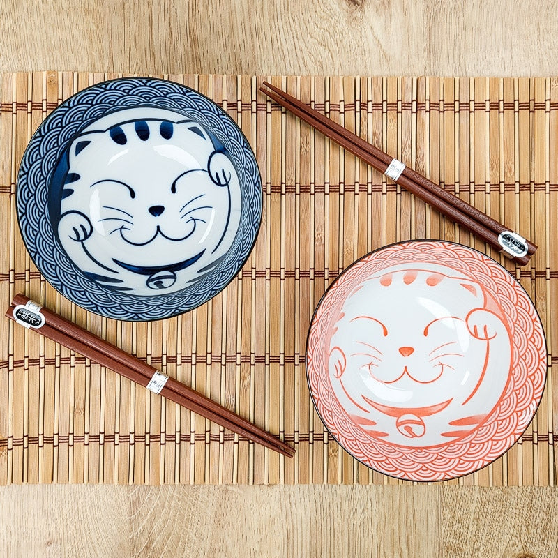 Set med 2 japanska kattskålar