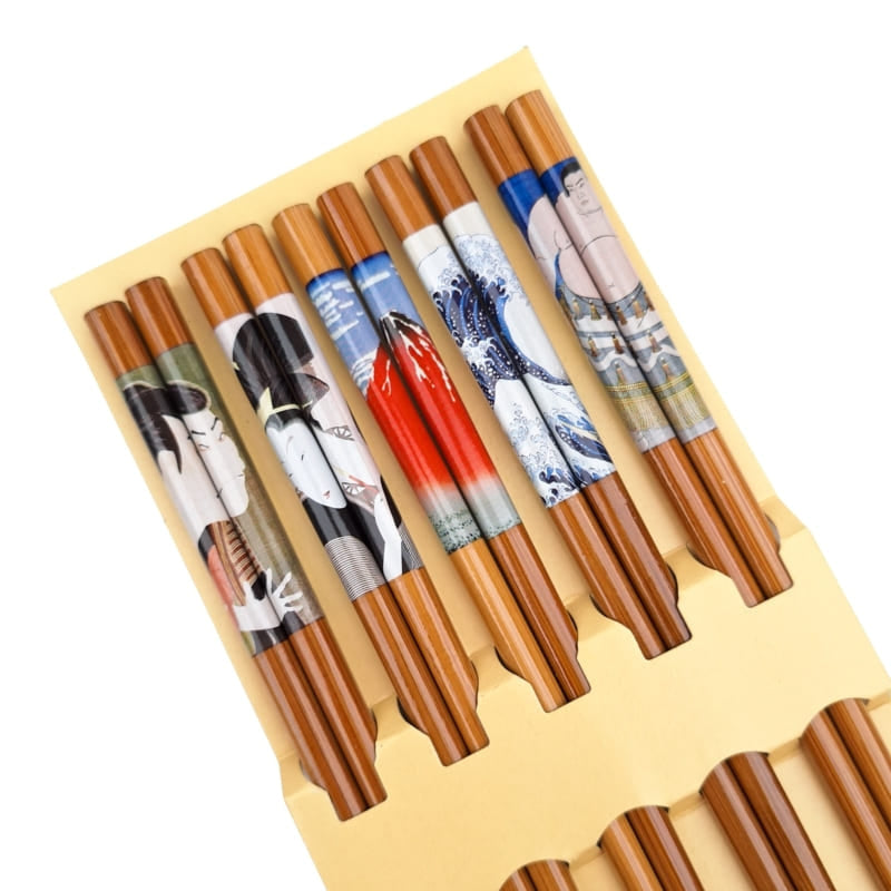 Set med japanska Ukiyo e ätpinnar