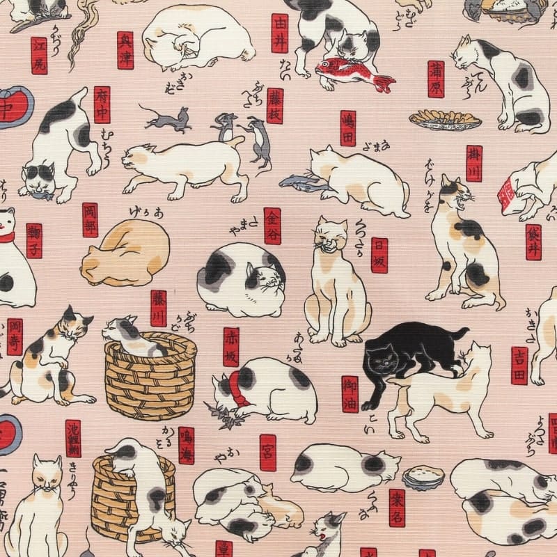 Stor Furoshiki Japanska katter 70x70 cm