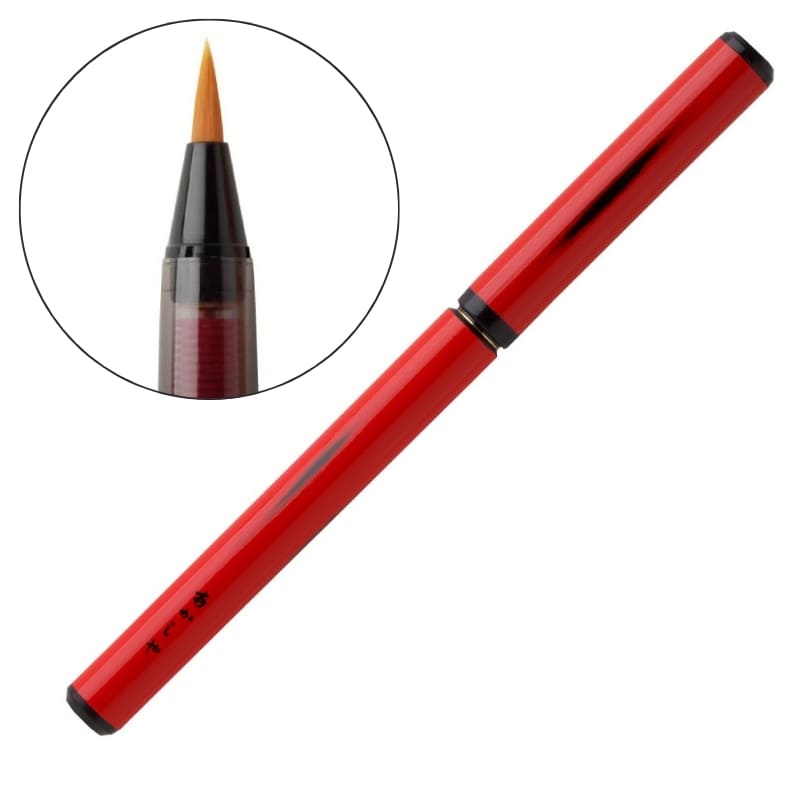 Rödlackerad bambuborste och trälåda