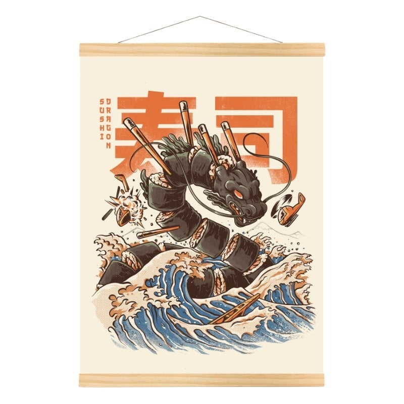 Sushi Dragon Japansk Poster A3
