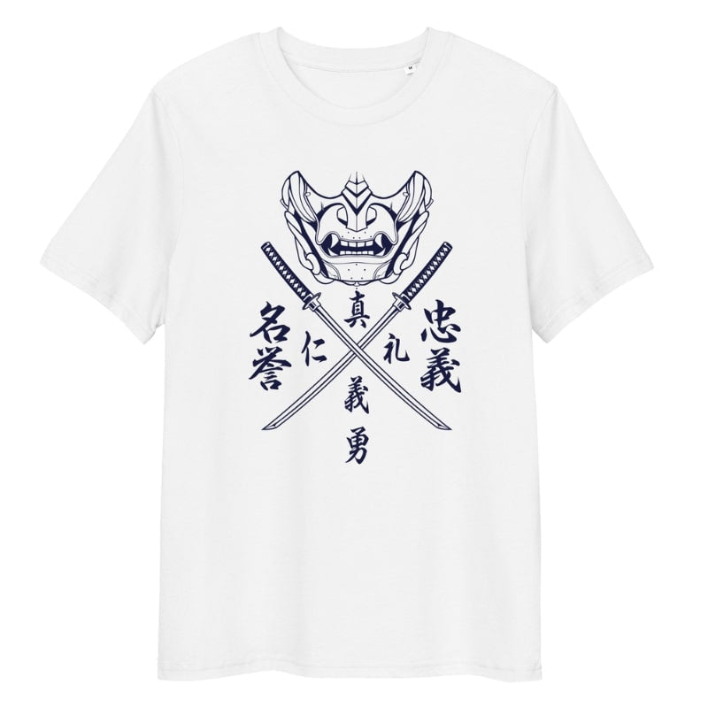 T shirt med japansk Bushido kod S / Blanc