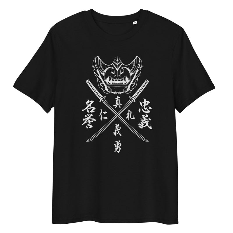 T shirt med japansk Bushido kod S / Noir