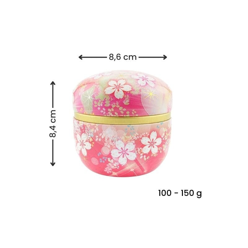 Teask i metall med rosa blommor