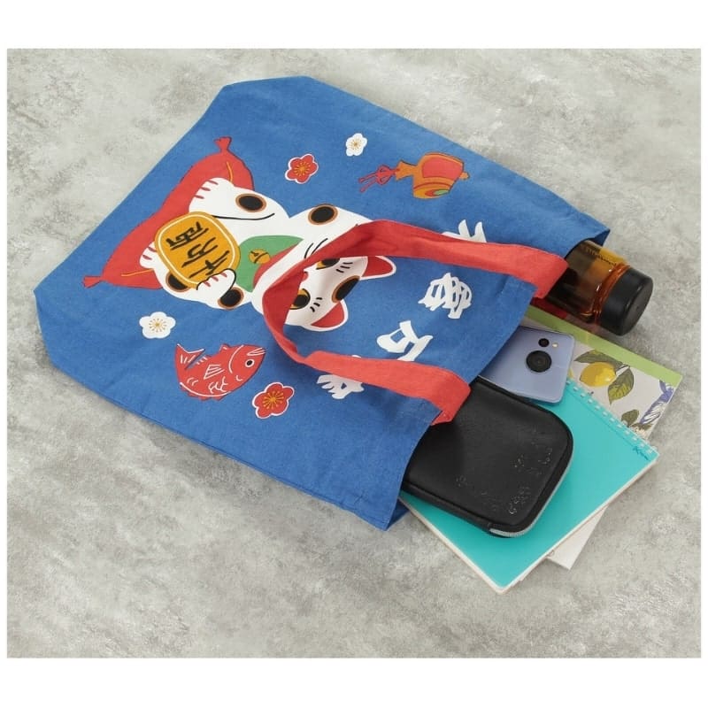 Tote Bag Blå Maneki Neko Blessing