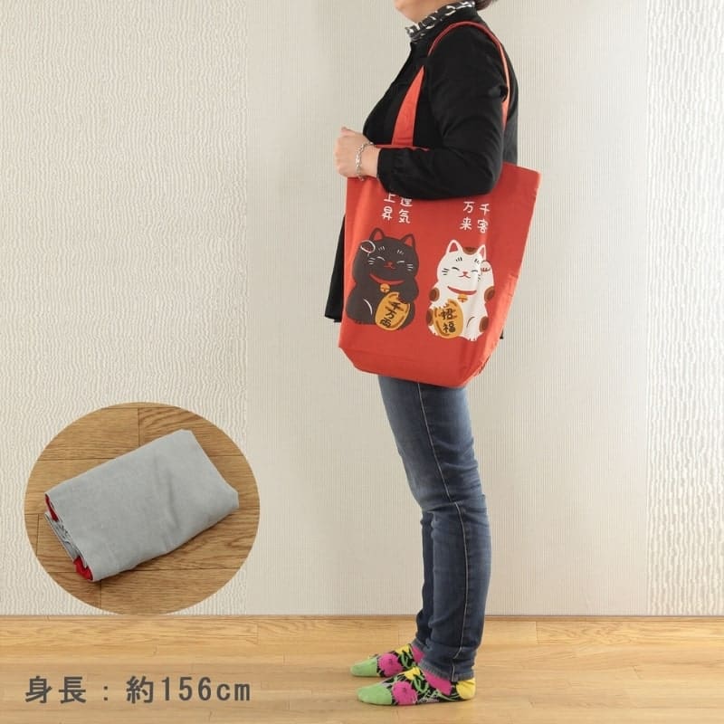 Tote Bag Röd Maneki Neko Shōfuku