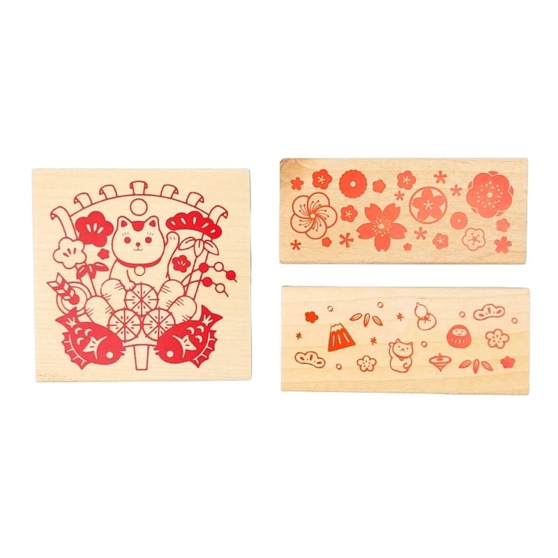 Trästämpel Japanska blommor