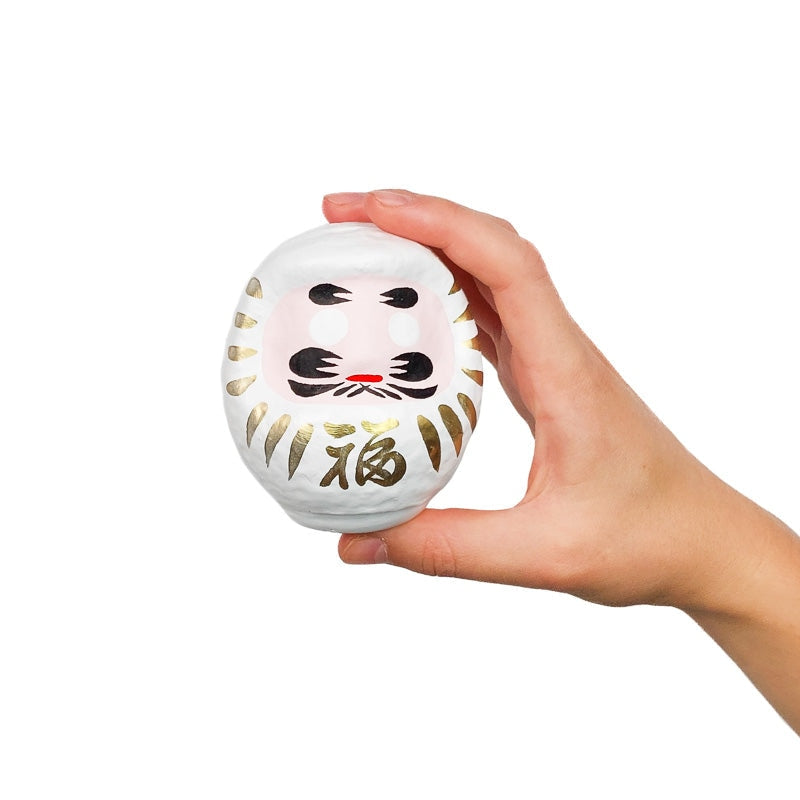 Vit japansk Daruma 4,5 och 9 cm
