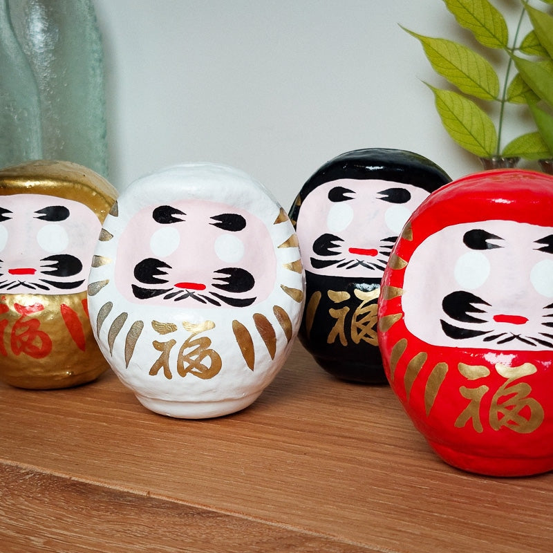 Vit japansk Daruma 4,5 och 9 cm