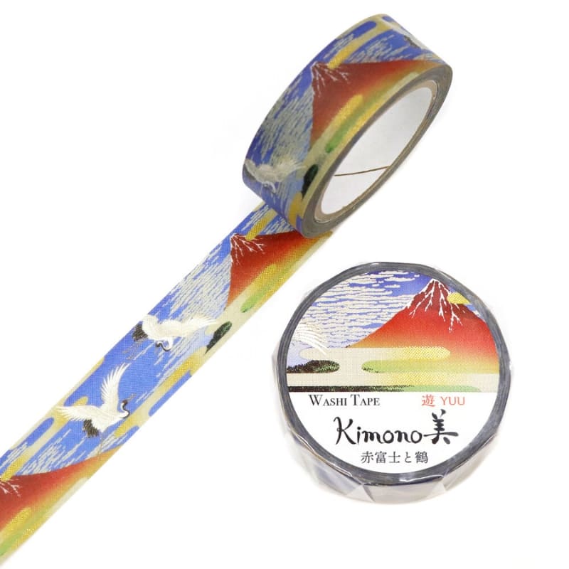 Japansk Washi Tape Fuji Röd och Trana