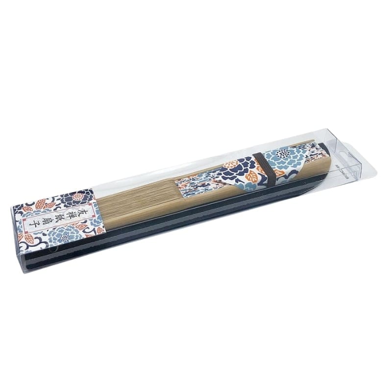 Yuzen Botan Blå japansk solfjäder