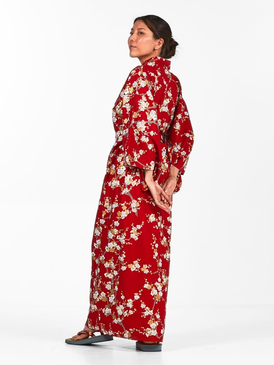 Shiraume Yukata Kimono för kvinnor