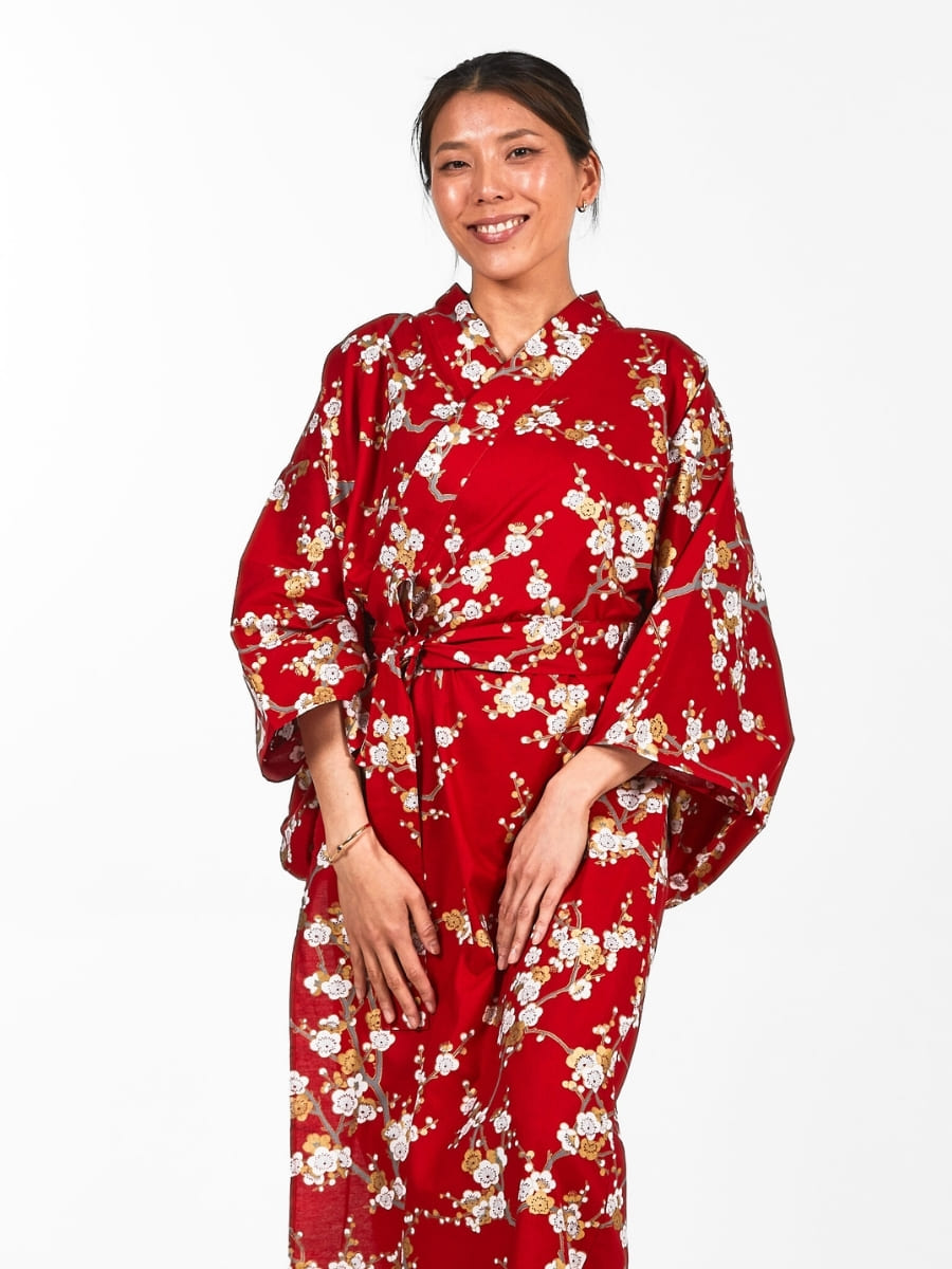 Shiraume Yukata Kimono för kvinnor