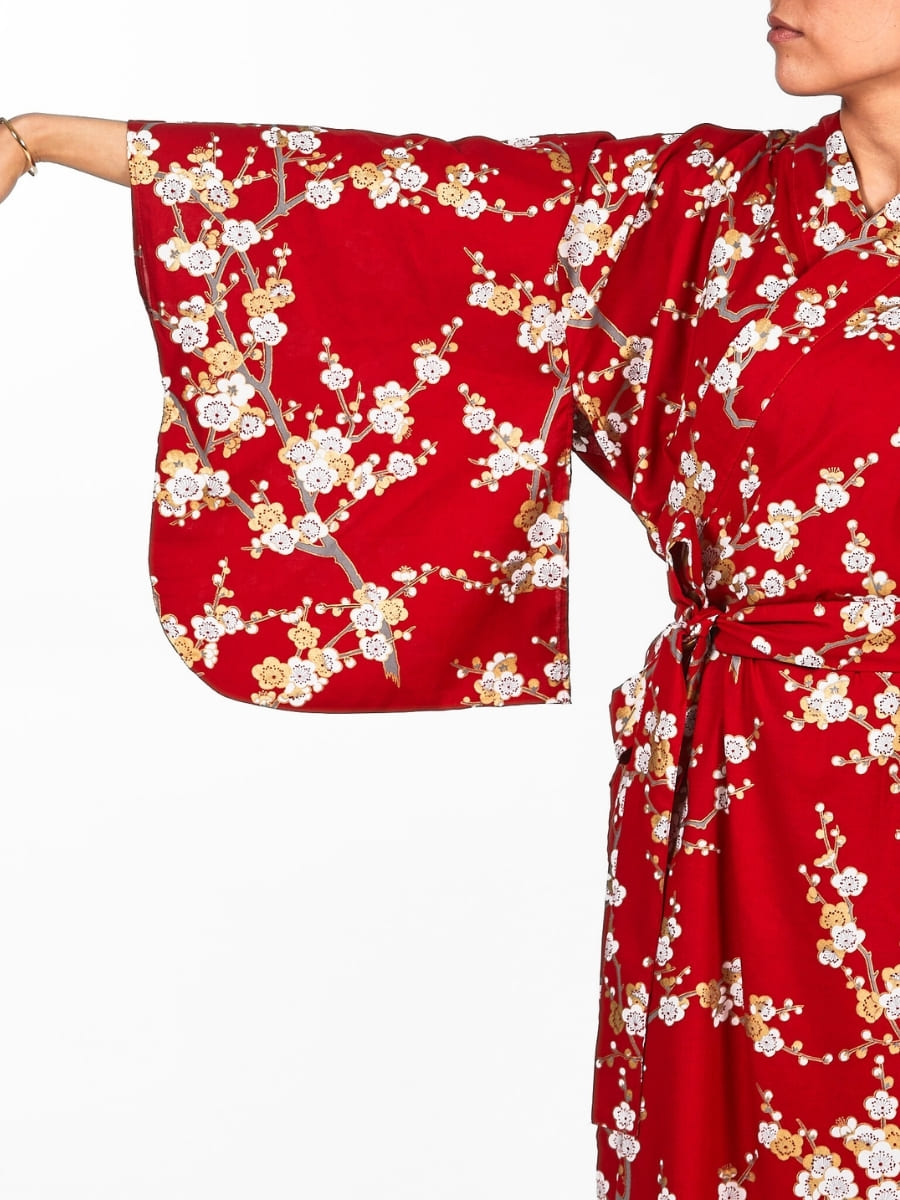 Shiraume Yukata Kimono för kvinnor