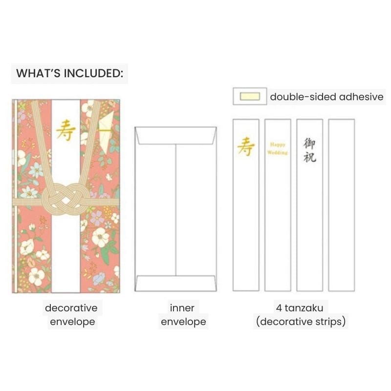 Japanska Shugi-bukuro rosa blommigt kuvert