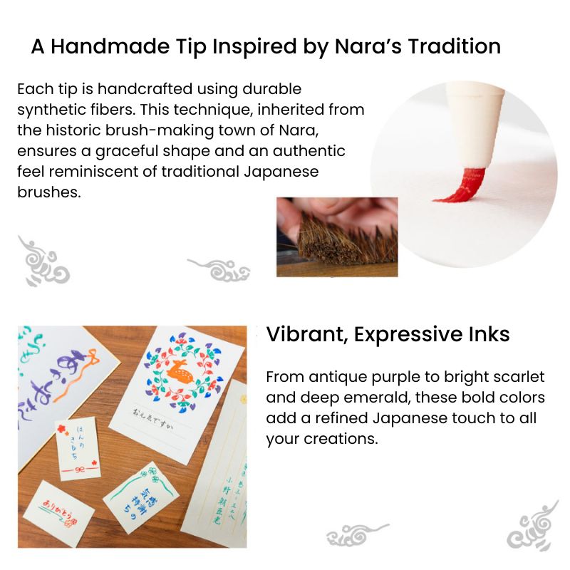 Set om 6 Tenpyo no Yume färgpennor med pensel