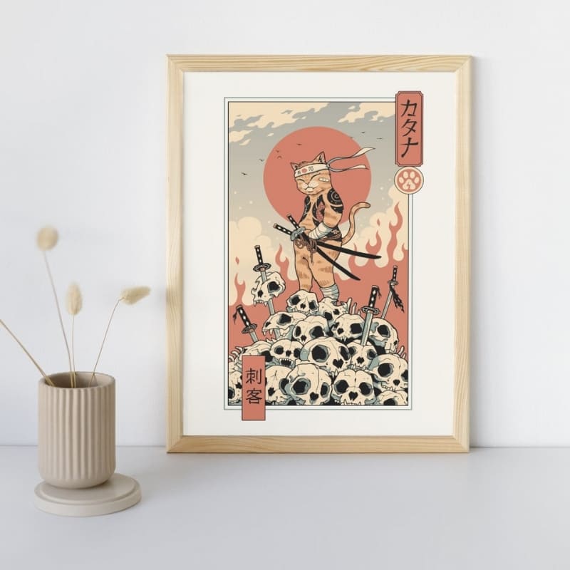 Japansk Ukiyo-e Neko Assassin-affisch - A3