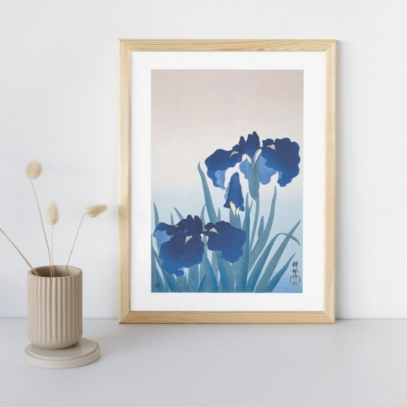 Blå Iris Japanskt tryck A3