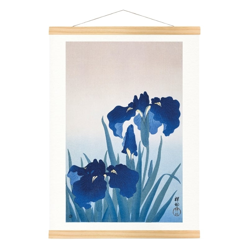Blå Iris Japanskt tryck A3