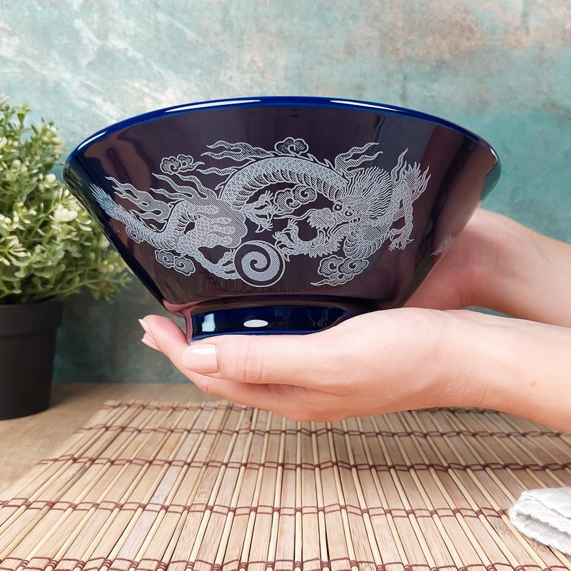 Blå japansk Ramen skål