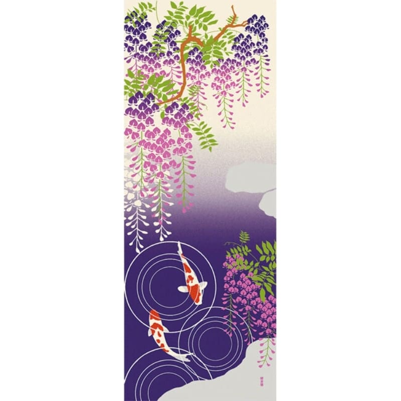 Blåregn & Koi Japansk Tenugui
