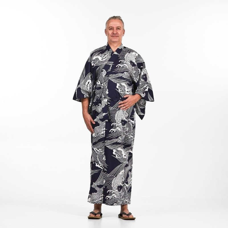 Carpe Koï Yukata Kimono för män S