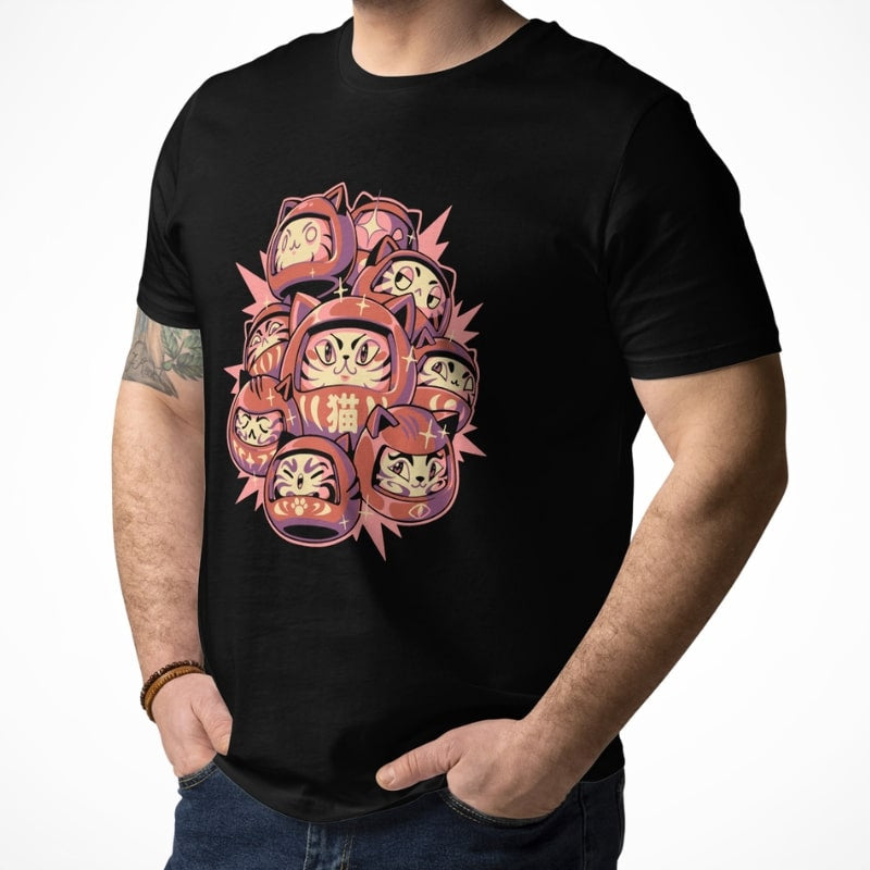 Daruma Cat Japansk T shirt
