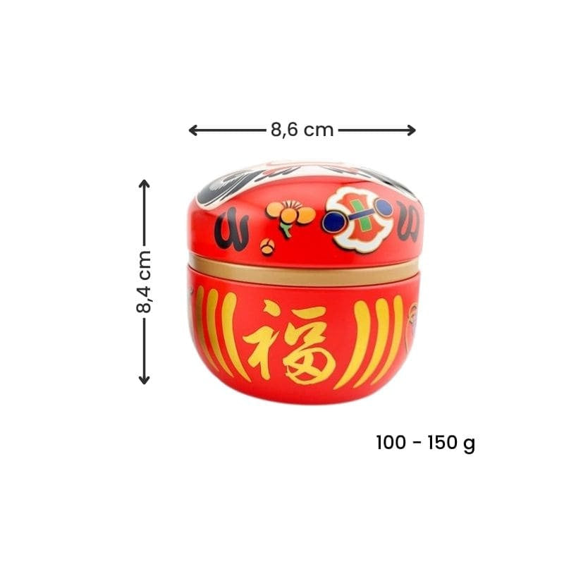 Daruma röd teask i metall