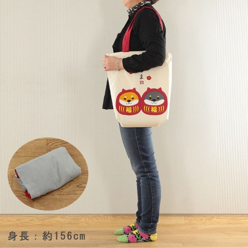 Elfenben Tote Bag Shiba Daruma