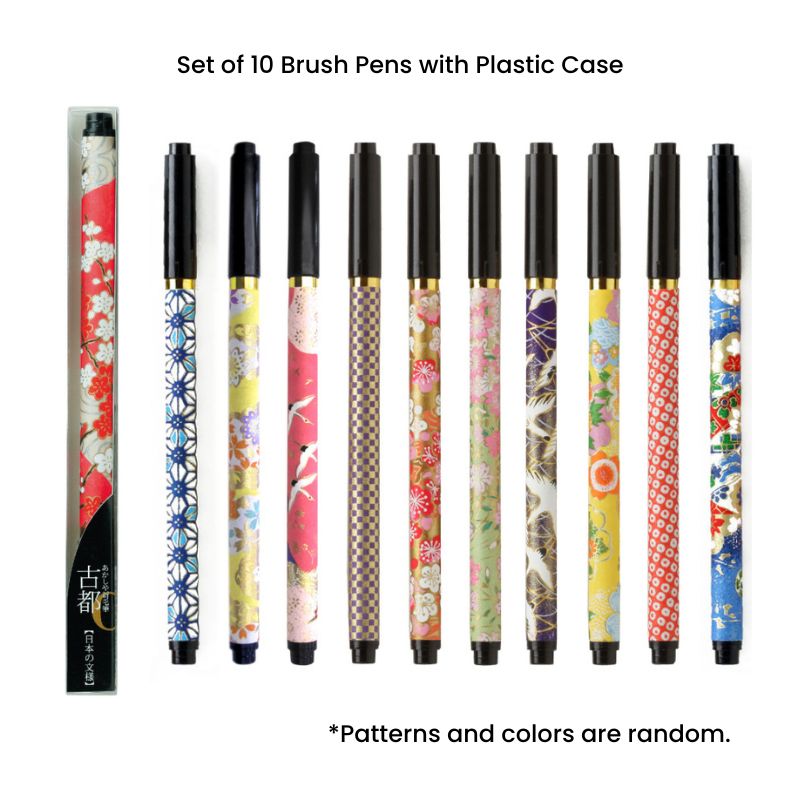 Förpackning med 10 stycken Koto Japanese Black Brush Pens