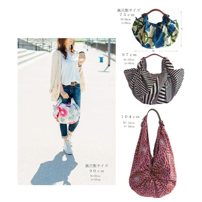 Furoshiki väska med läderhandtag