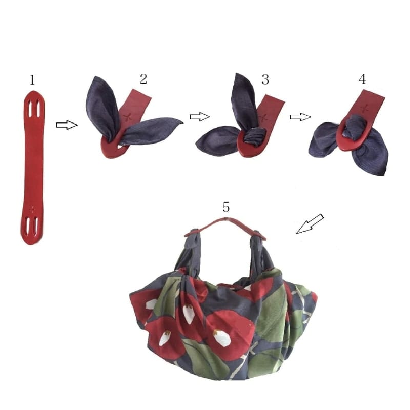 Furoshiki väska med läderhandtag