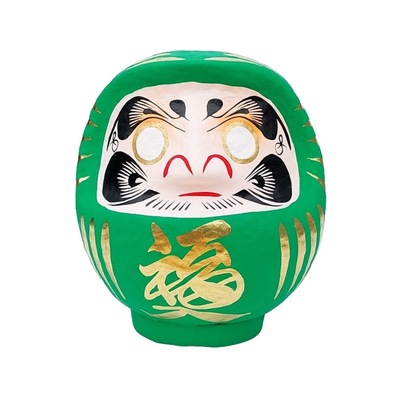 Grön japansk daruma 9 till 15 cm