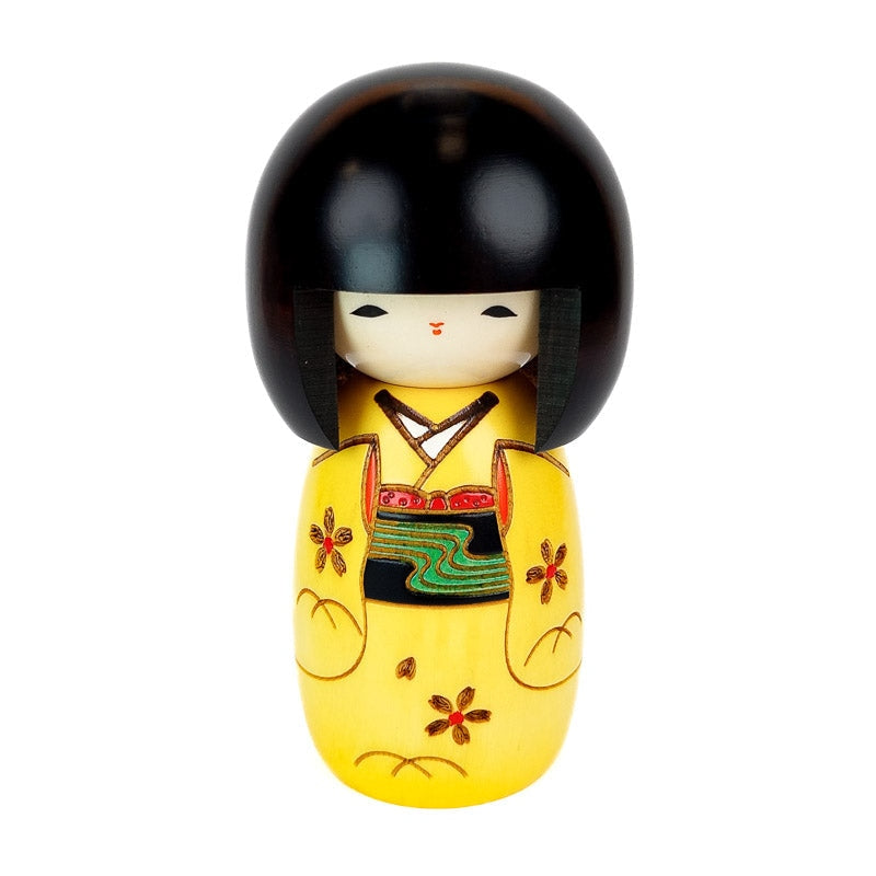 Gul Kokeshi docka
