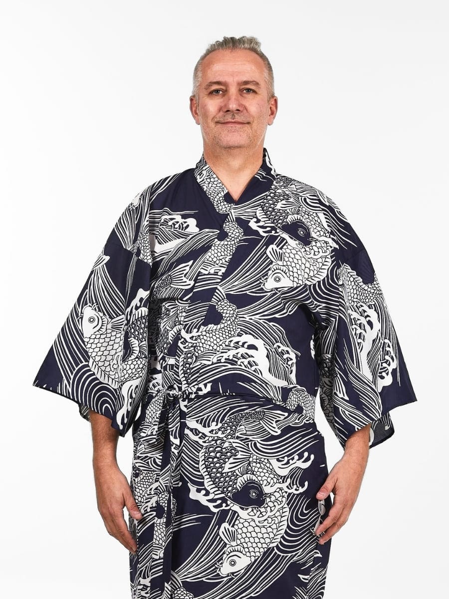 Happi Kimono Carp Koi för män En storlek