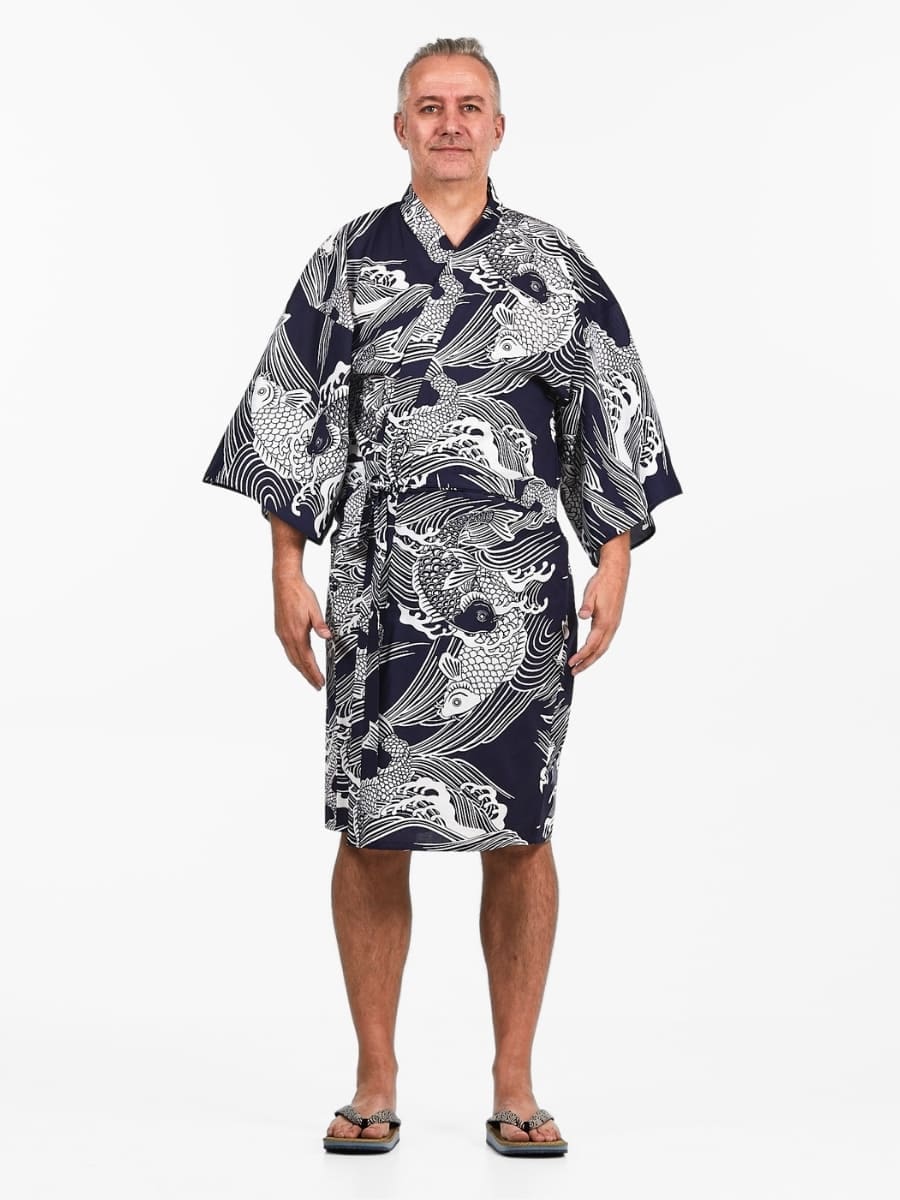 Happi Kimono Carp Koi för män En storlek