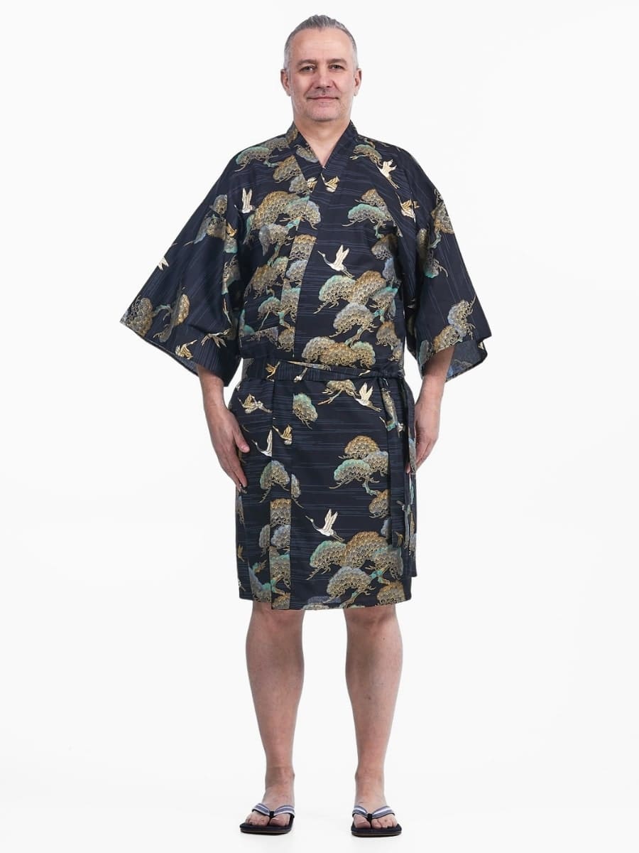 Happi Kimono Crane & Pine för män En storlek