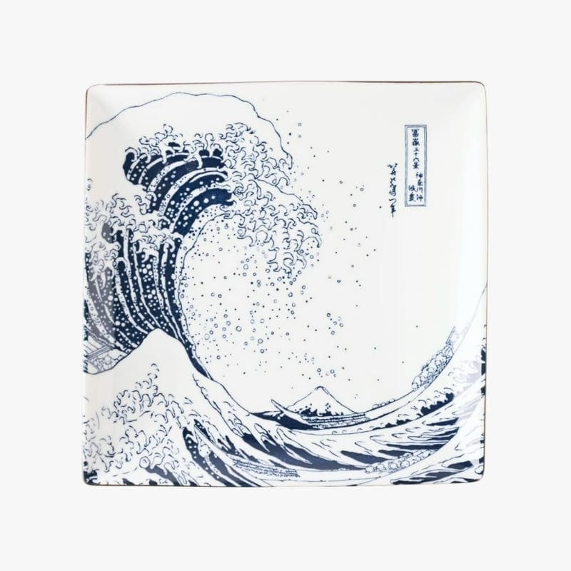 Hokusai japansk fyrkantig tallrik