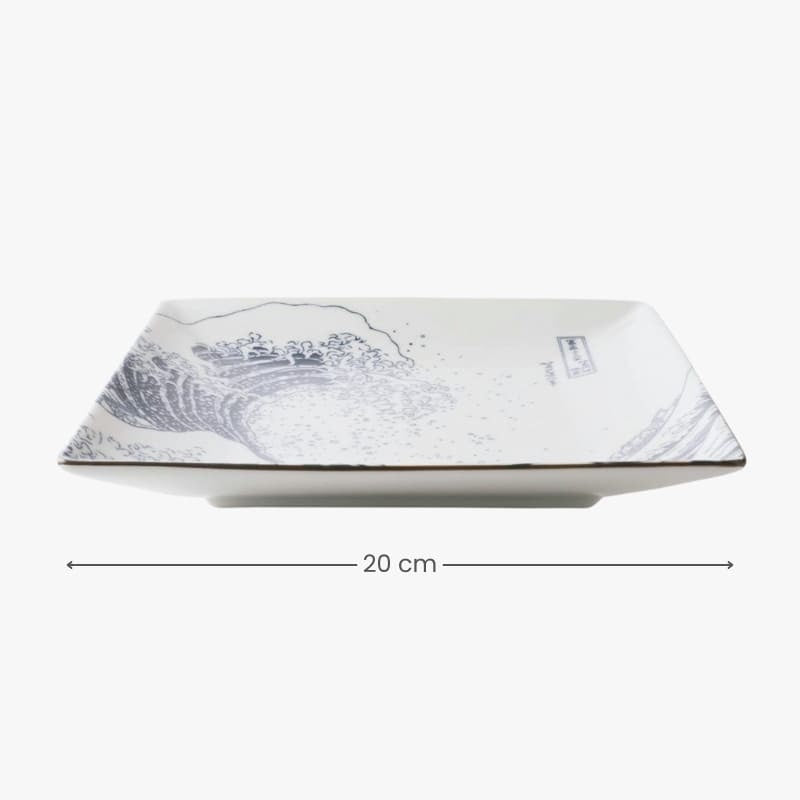 Hokusai japansk fyrkantig tallrik