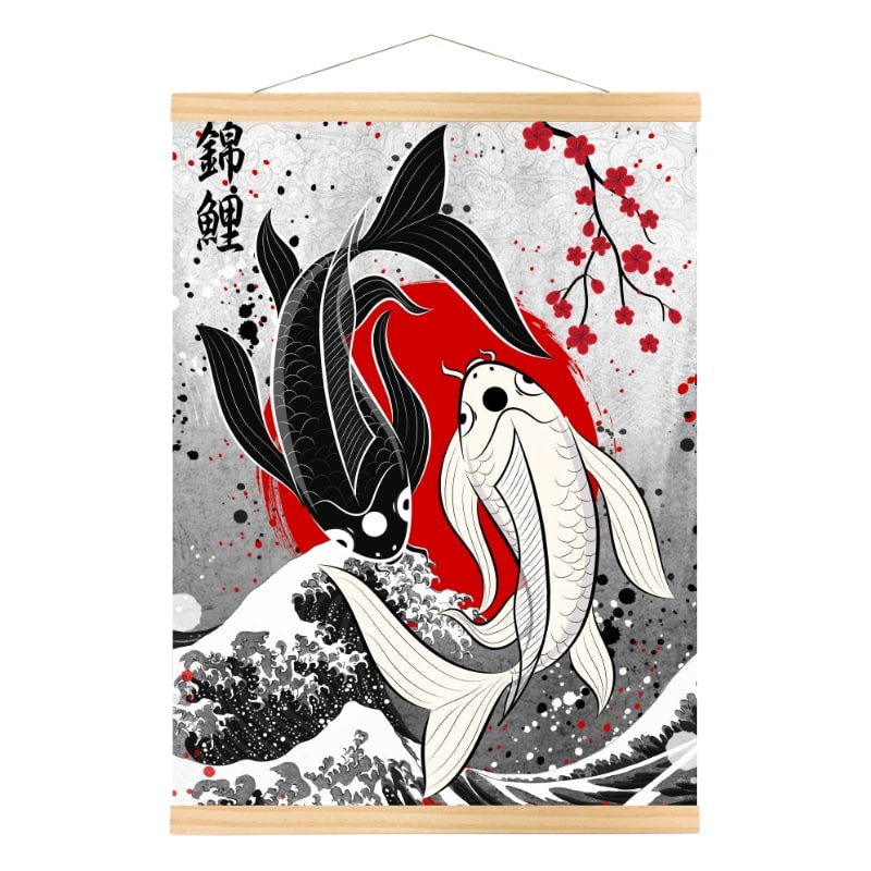 Japansk affisch Duo av koikarpar A3