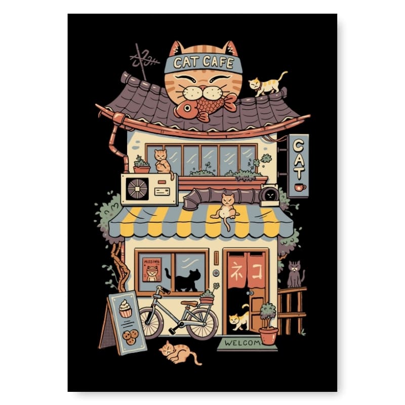 Japansk affisch - Neko Café A3