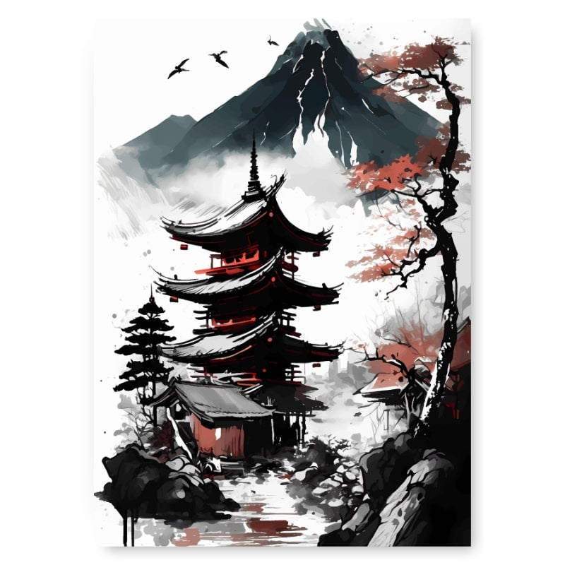 Japansk affisch Pagoda View A3