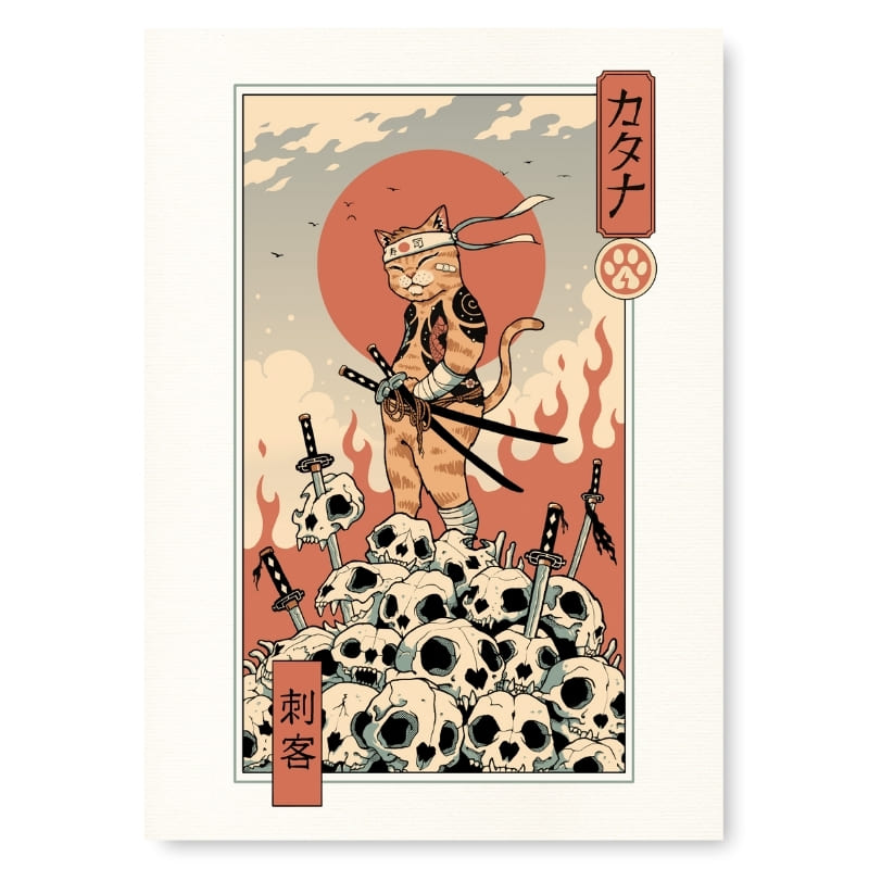 Japansk Affisch Ukiyo-e Neko - Assassin A3