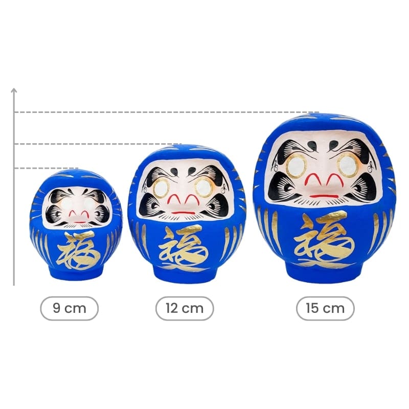 Japansk blå Daruma 9 till 15 cm