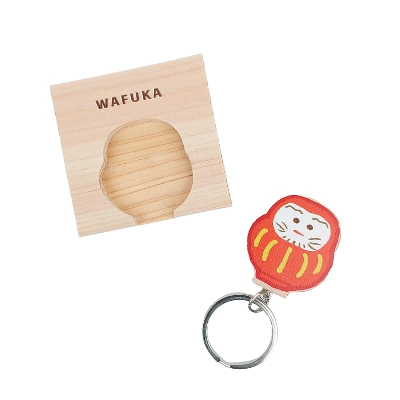 Japansk cypress nyckelring Daruma