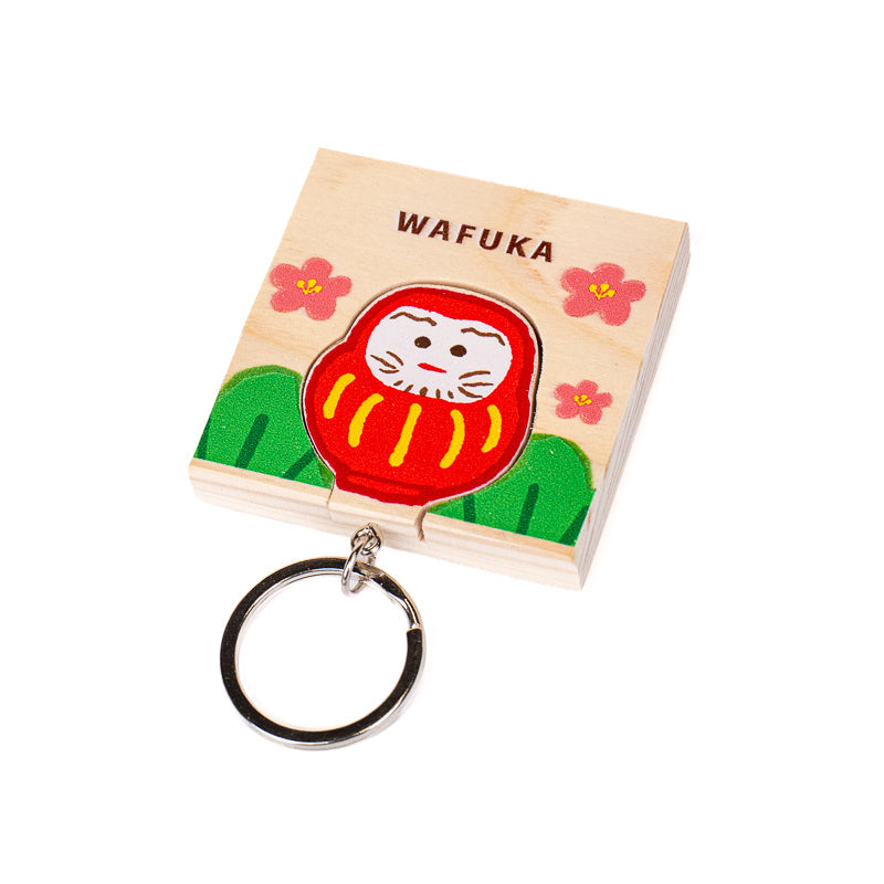 Japansk cypress nyckelring Daruma